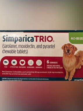 Simparica Trio Chewable Tablets for Dogs 44-88lbs